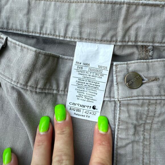 Carhartt Gray Relaxed Fit Ripstop Cargo Work Pants B342 DES 42x32 - Picture 4 of 7